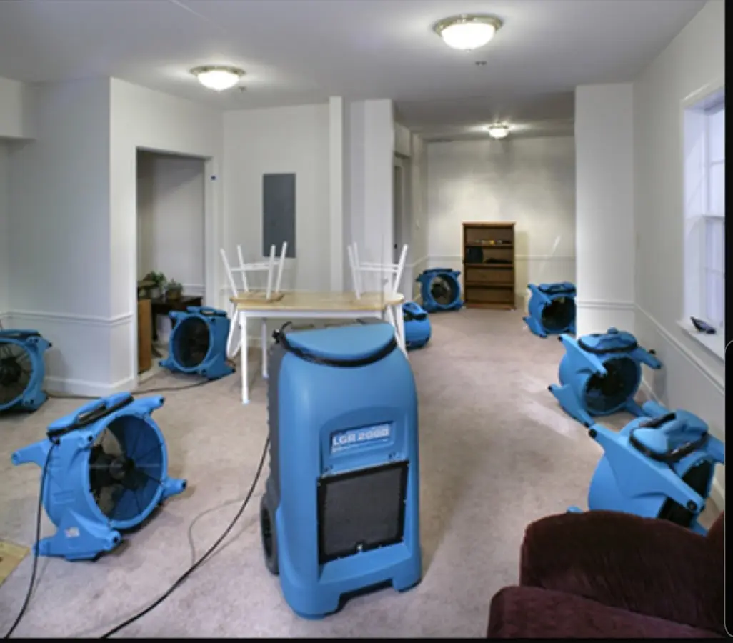 Air movers and dehumidifier setup for Water Extraction & Removal in Poway